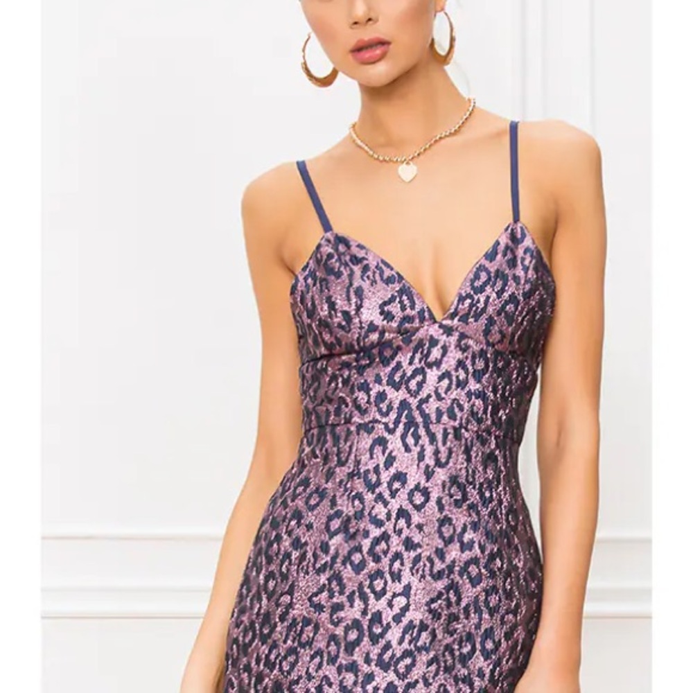 Revolve (xxs) Metallic Pink Leopard Print Slip Dress